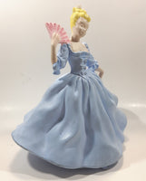 Vintage LJ Lady Jane with Hand Fan Blue Hand Painted 9 1/2" Tall Ceramic Figurine Statue
