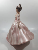 Vintage LJ Lady Jane with Hand Fan Pink Hand Painted 9 1/2" Tall Ceramic Figurine Statue