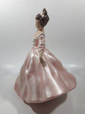 Vintage LJ Lady Jane with Hand Fan Pink Hand Painted 9 1/2" Tall Ceramic Figurine Statue