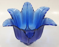 Vintage Cobalt Blue Tulip Bell Flower Shaped 6 1/8" Wide Glass Dish Tealight Candle Holder