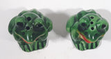 Vintage Green Frog Shaped 2" Tall Ceramic Salt and Pepper Shaker Set with Cork Bottoms Made in Japan