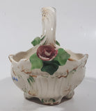 Vintage Basket with Flowers 5" Wide Hand Painted Ceramic Ornament