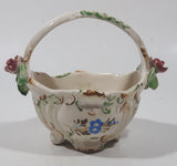 Vintage Basket with Flowers 5" Wide Hand Painted Ceramic Ornament