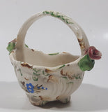 Vintage Basket with Flowers 5" Wide Hand Painted Ceramic Ornament