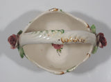Vintage Basket with Flowers 5" Wide Hand Painted Ceramic Ornament