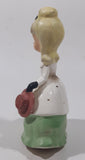 Vintage Victorian Southern Belle Girl in Green Dress White Jacket Holding Red Hat Wearing Black Gloves 5 1/2" Tall Ceramic  Figurine Made in Japan