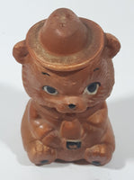 Vintage Smokey The Bear Forest Ranger Shaped Brown 3 3/8" Tall Ceramic Salt and Pepper Shaker (Single)