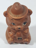 Vintage Smokey The Bear Forest Ranger Shaped Brown 3 3/8" Tall Ceramic Salt and Pepper Shaker (Single)