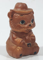 Vintage Smokey The Bear Forest Ranger Shaped Brown 3 3/8" Tall Ceramic Salt and Pepper Shaker (Single)