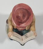 Vintage Man Wearing Hat Smoking Pipe Reading Book 6 1/2" Tall Porcelain Figurine