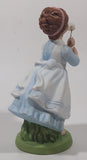 Vintage 1982 Avon Wishful Thoughts Girl Blowing Dandelion Flower 6" Tall Hand Painted Porcelain Figurine