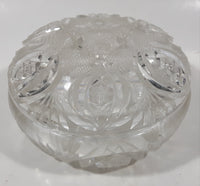 Vintage 5" Wide Star Pattern Leaded Crystal Glass Candy Dish with Lid