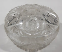 Vintage 5" Wide Star Pattern Leaded Crystal Glass Candy Dish with Lid