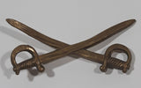 Vintage German Military Mountain Troops Crossed Swords 3/4" x 1 3/4" Brass Hat Cap Shoulder Badge Insignia