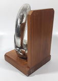 Vintage Jumping Salmon or Trout Fish 6 1/2" Tall Metal and Wood Bookend
