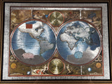 Vintage A New And Accurat Map Of The World Gold Silver Copper Foil 9 1/4" x 11 1/4" Art Print Picture 1626