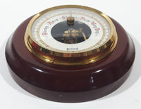 Rare Vintage Stockburger Wood Cased Brass and Glass Covered Barometer 5" Weather Gauge Made in Western Germany