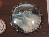 Vintage A&F Canada Niagara Falls Canada Waterfall Day and Night Round Domed Photos with Thermometer 6" x 13" Wood Plaque with Chain Hanging