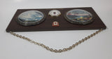 Vintage A&F Canada Niagara Falls Canada Waterfall Day and Night Round Domed Photos with Thermometer 6" x 13" Wood Plaque with Chain Hanging