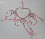 Pink Heart Shaped Aboriginal Dream Catcher 17" Tall