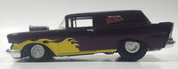 1998 Racing Champions WCW NWO Spring Stampede April 11, 1999 '57 Chevy Wagon Nature Boy Ric Flair Dark Purple with Yellow Flames 8 1/2" Long Die Cast Toy Car Vehicle With Opening Hood