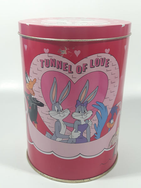 1990 Brach's Warner Bros. Looney Tunes Bugs Bunny & Friends Bunny Be My Valentine Tunnel Of Love Pink 6 1/4" Tall Tin Metal Can