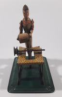 Rare Antique 1940s Wood Cutter Saw Shop Worker Tin Metal Toy Made in Germany U.S. Zone