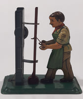 Rare Antique 1940s Machinist Shop Worker Tin Metal Toy Made in Germany U.S. Zone