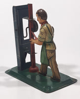 Rare Antique 1940s Machinist Shop Worker Tin Metal Toy Made in Germany U.S. Zone