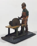 Rare Antique 1940s Machinist Shop Worker Using Grinder Tin Metal Toy Made in Germany U.S. Zone