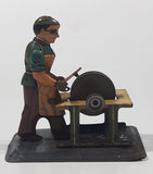 Rare Antique 1940s Machinist Shop Worker Using Grinder Tin Metal Toy Made in Germany U.S. Zone