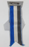 Vintage 1971 Faude Gippingen Switzerland Swiss Auszeichnung Kranz, Preiskegeln SC Larein Jenaz Stone Put Shot Put Steinstossen 4 3/8" Long Grey White Blue Sports Ribbon Medal Award