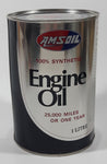 Vintage Amsoil 100% Synthetic SAE 10W-40 Engine Oil "25, 000 Miles or One Year" 1 Litre Metal Can Full Superior Wisconsin