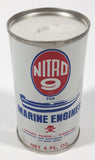 Vintage Nitro 9 For Marine Engines 4 FL. OZ. 3 7/8" Tall White Metal Can FULL
