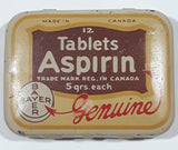 Vintage Bayer 12 Tablets Aspirin "Genuine" Small Pocket Size Tin Metal Hinged Pill Case EMPTY