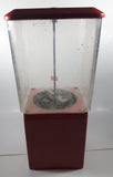 Vintage 25 Cent Heavy Red Metal 17 1/2" Tall Gumball Vending Machine Dispenser with Plastic Candy Bin