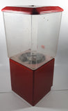 Vintage 25 Cent Heavy Red Metal 17 1/2" Tall Gumball Vending Machine Dispenser with Plastic Candy Bin