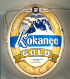 Vintage Columbia Brewery Kokanee Gold Beer On Tap 16" x 21" Double Sided Oval Shaped Light Up Bar Beer Store Sign
