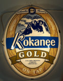 Vintage Columbia Brewery Kokanee Gold Beer On Tap 16" x 21" Double Sided Oval Shaped Light Up Bar Beer Store Sign