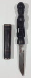 Vintage North African Warrior Hand Carved 9 3/4" Figural Tribal Knife Dagger with Wooden Sheath