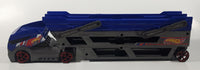 2012 Mattel Hot Wheels City Semi Truck Auto Hauler Car Carrier Holds Up To 40 Cars Blue 17 3/4" Long Plastic Die Cast Toy Car Vehicle Y0583