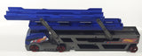 2012 Mattel Hot Wheels City Semi Truck Auto Hauler Car Carrier Holds Up To 40 Cars Blue 17 3/4" Long Plastic Die Cast Toy Car Vehicle Y0583