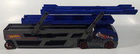 2012 Mattel Hot Wheels City Semi Truck Auto Hauler Car Carrier Holds Up To 40 Cars Blue 17 3/4" Long Plastic Die Cast Toy Car Vehicle Y0583