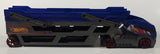 2012 Mattel Hot Wheels City Semi Truck Auto Hauler Car Carrier Holds Up To 40 Cars Blue 17 3/4" Long Plastic Die Cast Toy Car Vehicle Y0583