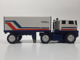 Vintage 1970s Tonka Semi Tractor Truck and Trailer White 8" Long Pressed Steel and Plastic Die Cast Toy Car Vehicle Made in Japan