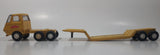 Vintage 1970s Tonka Semi Tractor Truck and Lowboy Trailer Yellow 11 1/4" Long Pressed Steel and Plastic Die Cast Toy Car Vehicle