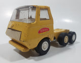 Vintage 1970s Tonka Semi Tractor Truck and Lowboy Trailer Yellow 11 1/4" Long Pressed Steel and Plastic Die Cast Toy Car Vehicle