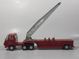 Vintage 1970s Tonka Semi Tractor Truck and Fire Ladder Trailer Red 10 1/4" Long Pressed Steel and Plastic Die Cast Toy Car Vehicle