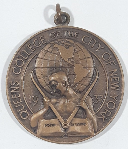 Antique 1937 Balfour Queens College Of The City of New York Metal Award Medal Pendant