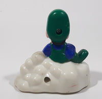 1989 McDonald's Nintendo Super Mario Bros. 3 Luigi Holding Star on a Cloud Plastic 2 1/4" Long Pullback Toy Character Car Vehicle